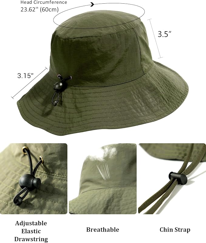 Water-Resistant Sun UPF 50+ Bucket Hat Protection Packable Brimmed Boonie