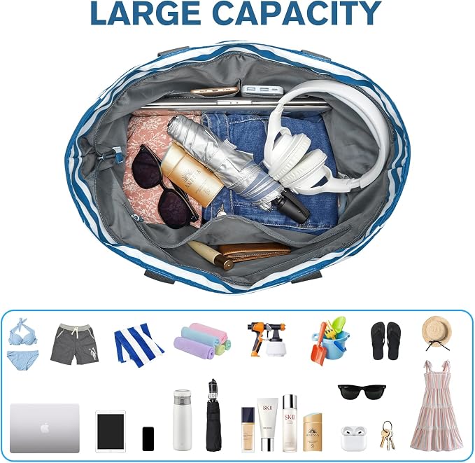 G4Free Beach Bag, Waterproof Sandproof Beach Tote Bag, Large Capacity Foldable