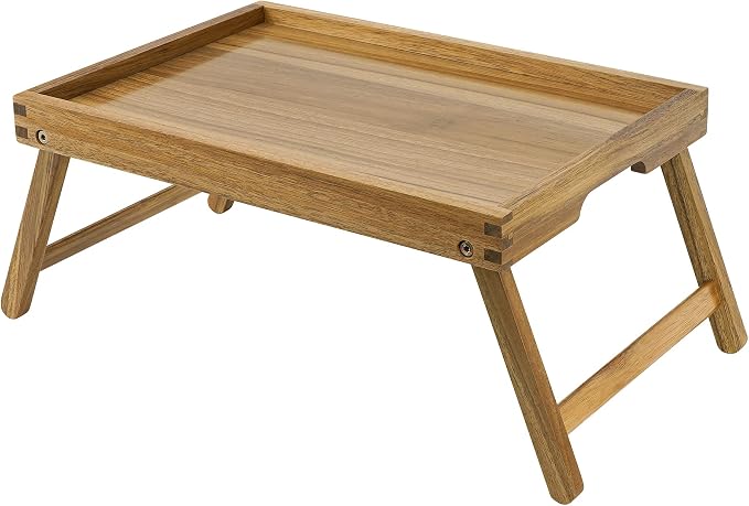 VaeFae Acacia Bed Table Tray, Wooden Breakfast Tray