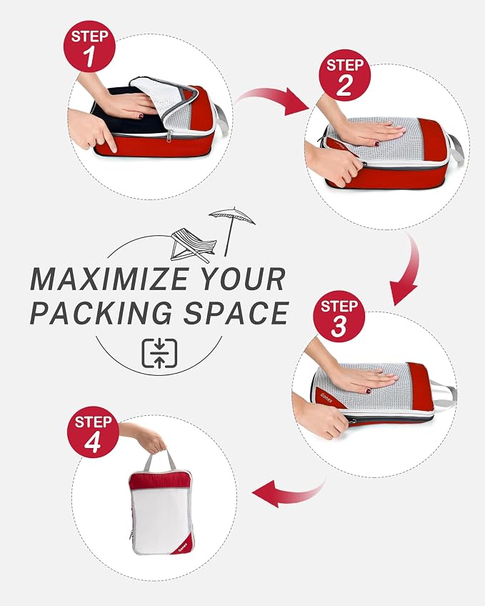 Compression Packing Cubes, Gonex Extensible Storage Mesh Bags Organizers