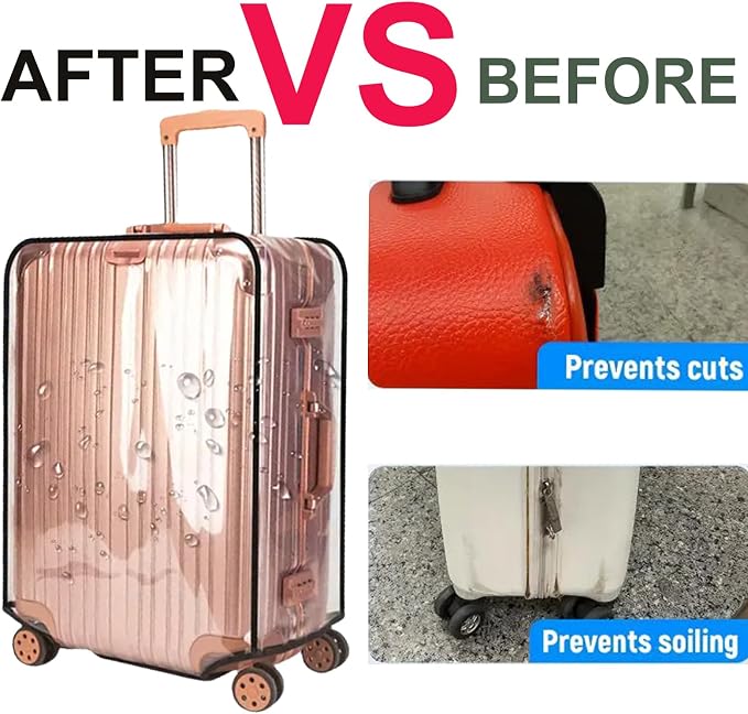 30-inch Luggage Cover Protector Clear PVC Waterproof Suitcase Covers, Travel