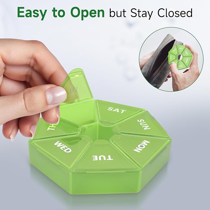 Weekly Pill Organizer, 2 Pack Portable Pill Box Medicine case 6 Colors New