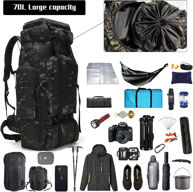 Hiking Backpack for Men 70L/100L Camping Backpack Military Rucksack Molle 3