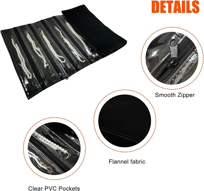 Travel Jewelry Roll Bag Portable Organizer Pouch