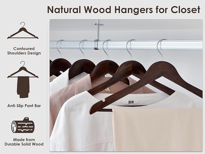 StorageWorks Wooden Hangers 30 Pack, Wood Coat Hanger