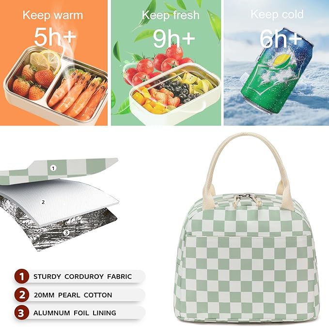 Bluboon Lunch Box for Women Cute Lunch Bag Reusable Insulated Lunch Bags Large Capacity Lunchbox Cooler for Work Picnic or Travel