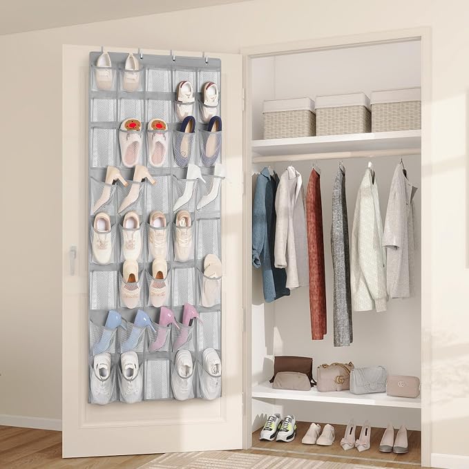 FENTEC 40 Large Pockets Over The Door Shoe Organizer, Mesh Hanging Shoe