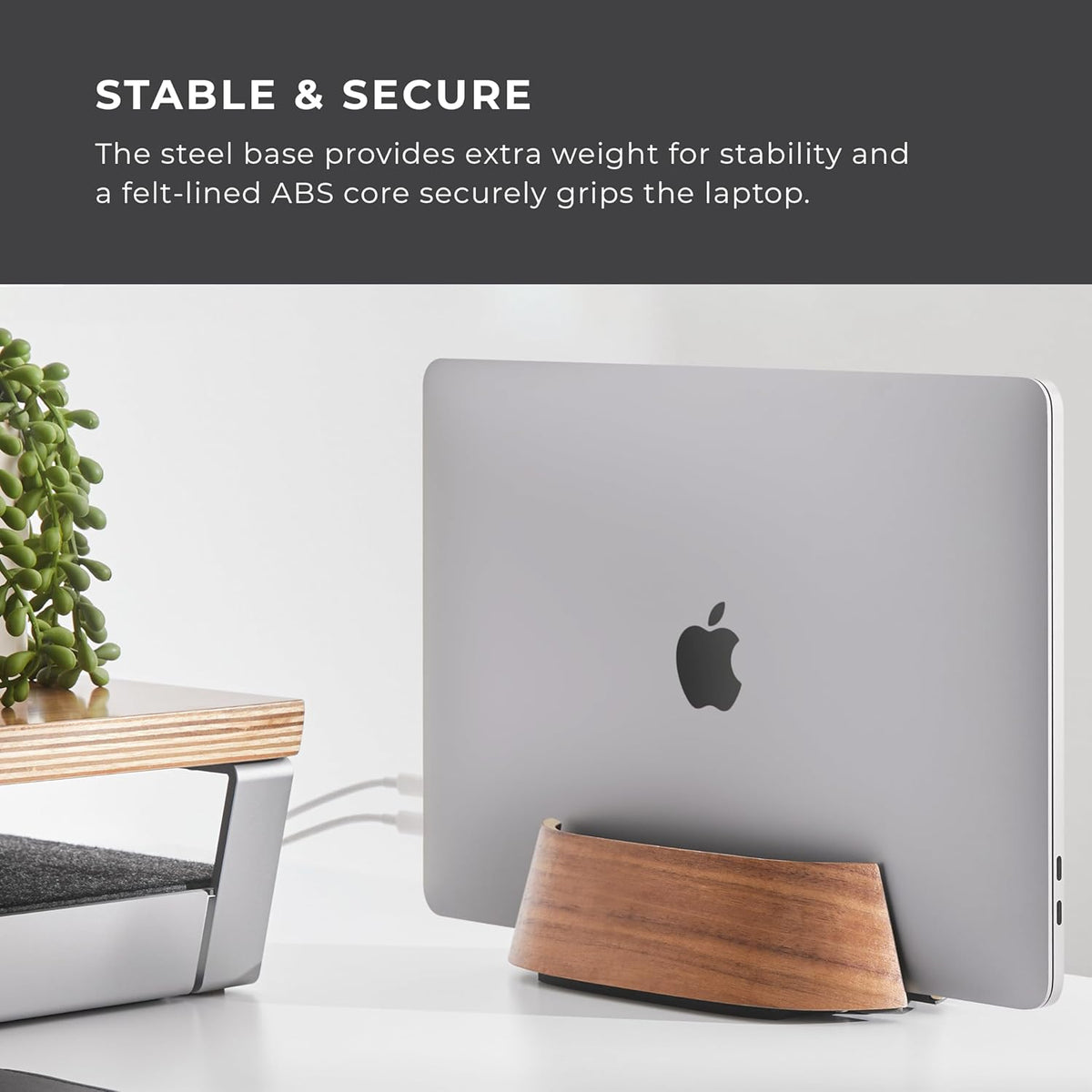 HumanCentric Vertical Laptop Stand in Maple Wood, Upright Adjustable Holder and Dock, Laptop Vertical Stand Fits MacBook Pro and Other Laptops .5" to 1.5", Clamshell Compatible