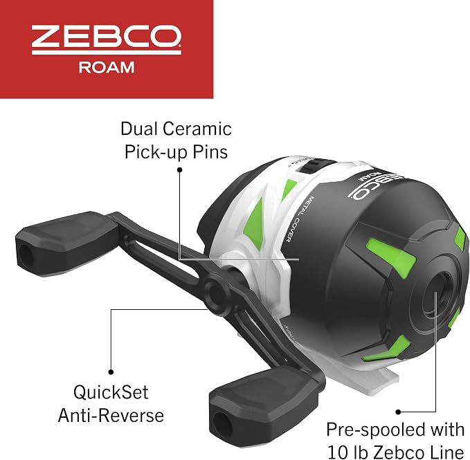 Zebco Roam Telescopic Fishing Rod and Spinning or Spincast Fishing Reel Combo