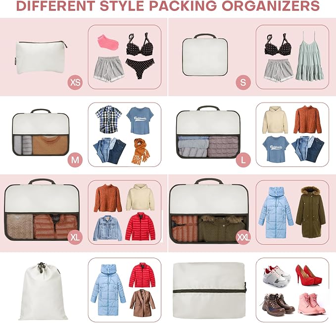 8 PCS Compression Packing Cubes