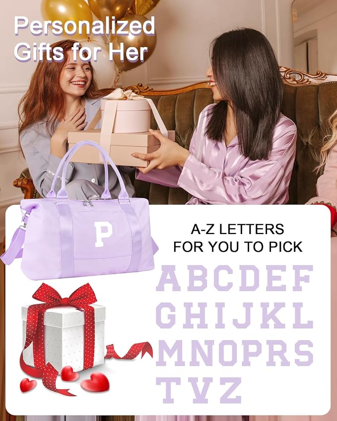 Daughter Niece Gifts for Teen Girl Kids, Initial Travel Duffel Bag Sports Gym