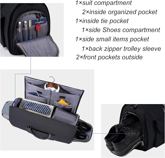 Modoker Garment Convertible Weekender Bag, Carry on Canvas Garment Duffle Bag