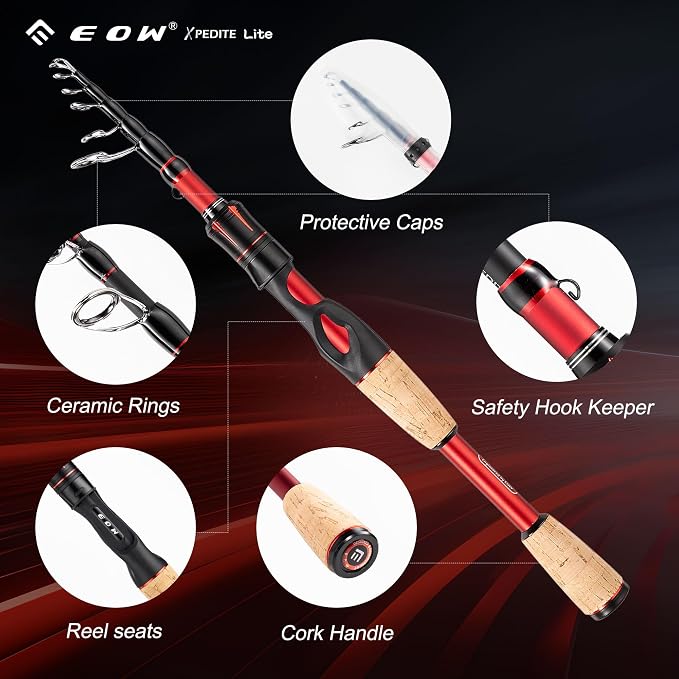 EOW XPEDITE LITE Portable Telescopic Fishing Rods & Combo, Spinning & Casting