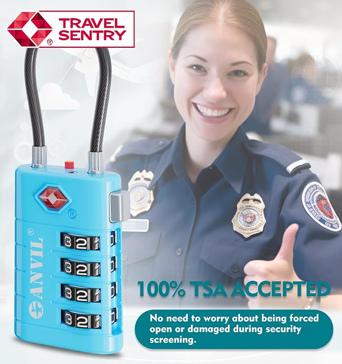 ANVIL 4 Digit Luggage Locks, TSA Locks