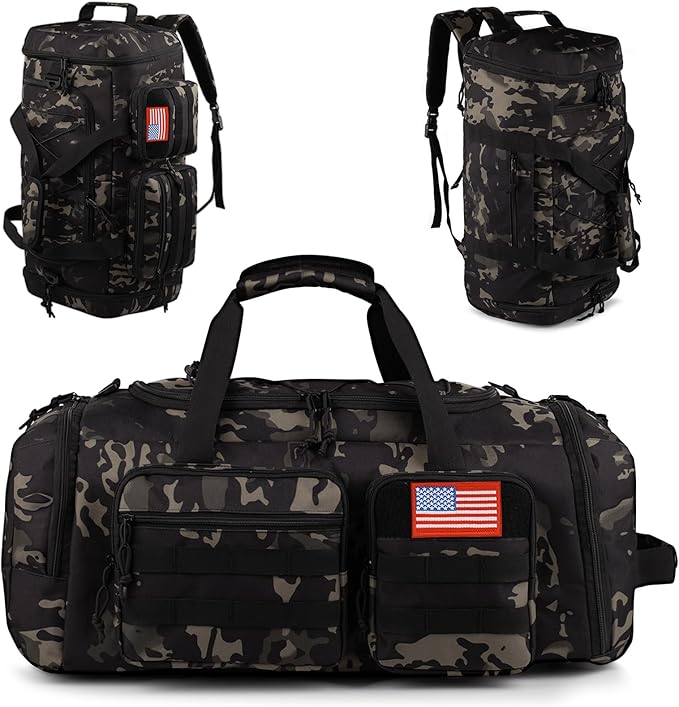 Tactical Gym Bag for Men，70L Large 3 in 1 Sports Duffle Bag