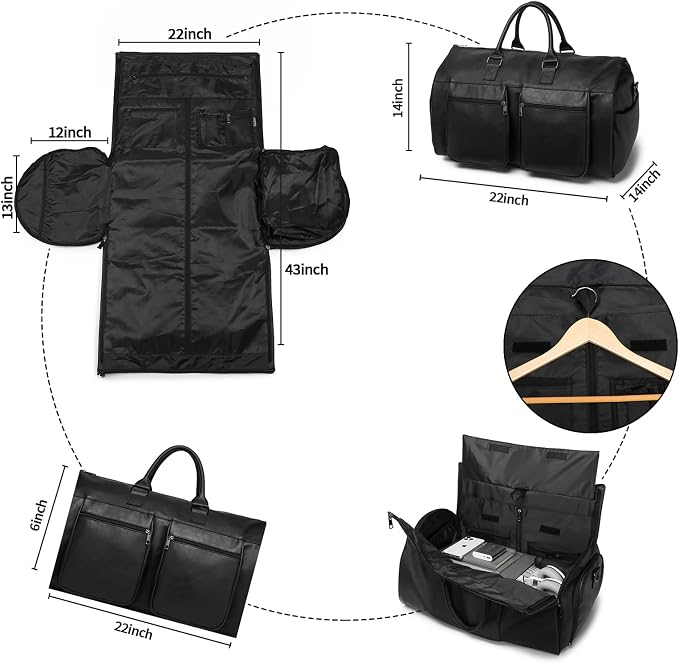 seyfocnia Convertible Travel Garment Bag, Carry on Garment Duffel Bag