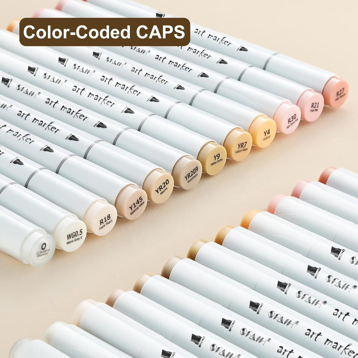 SFAIH Skin Tone Alcohol Markers Brush Tip - 12 Dark Skin Colors Double Tipped Art Markers for Artist Adult Coloring Illustration, Gifts for Artist Adult, Dual Tip Brush & Fine - Refillable Ink