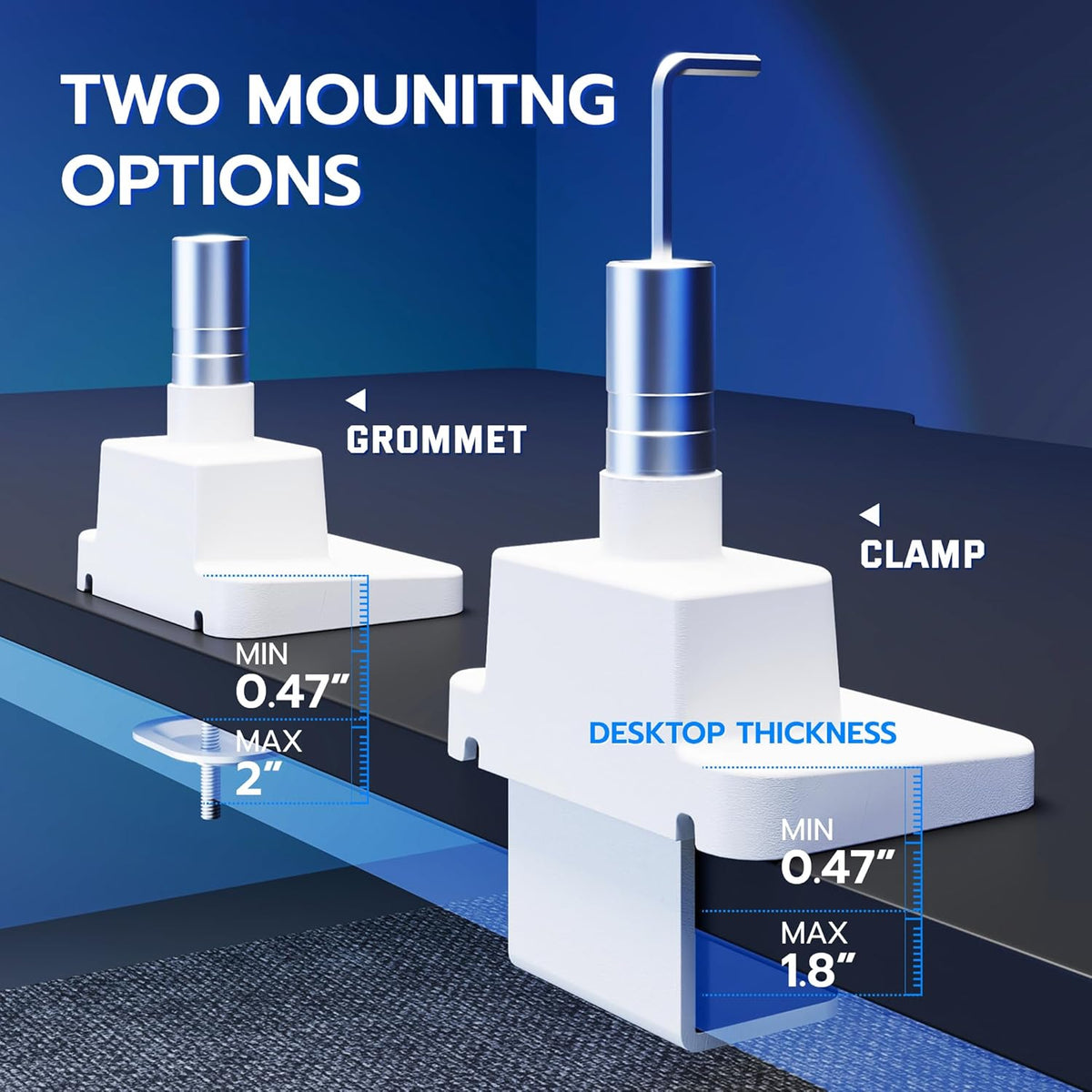 ARES WING Vertical Dual Monitor Mount - 24-57" Aluminum Heavy Duty Monitor Arms for 2 Monitors, Fully Adjustable Gas Spring Stacked Monitor Stand with 75/100/200 Vesa Mount, White