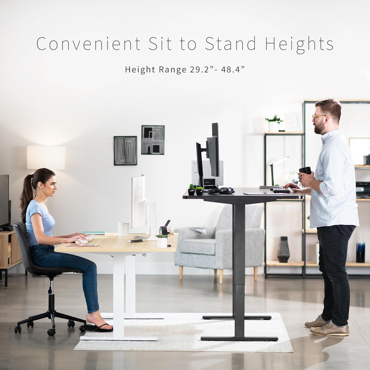 VIVO Electric 71 x 36 in Rustic Standing Desk, Memory Height Adjustment, 1B Series, Vintage Brown Top Gray Frame, DESK-KIT-1G7N-36