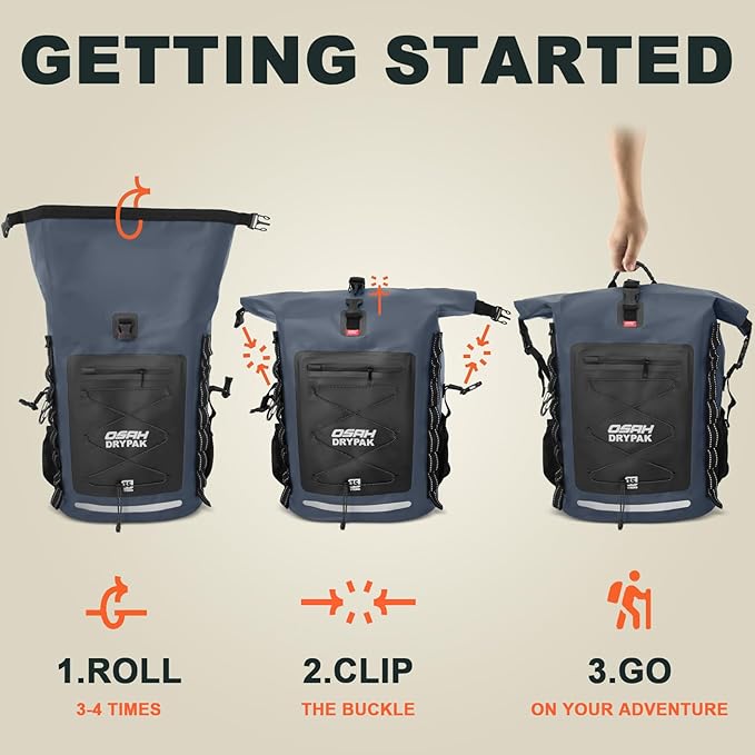 Waterproof Backpack Dry Bag 35L/55L/85L – Heavy Duty Roll-Top Hiking Backpack