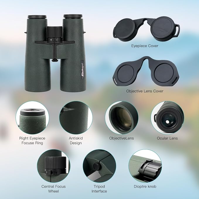 10x50ED Compact Binoculars for Adults – High-Powered BAK4 Prisms, Diamond White