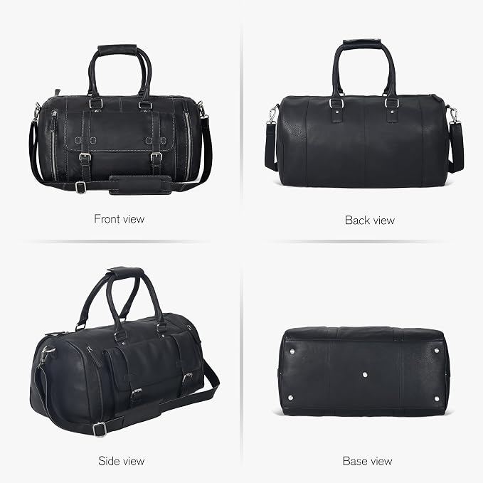 Genuine Leather Duffle Bag for Men | Vintage Weekender Travel Bag | Overnight