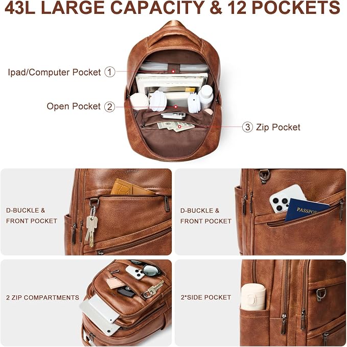 43L Backpack for Women Men