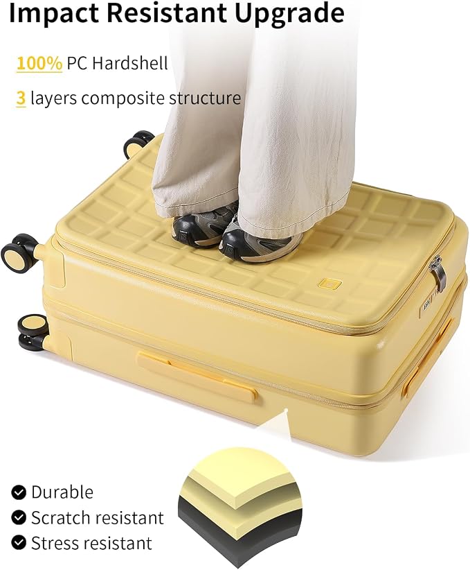 aji Expandable Top Opening Carry On Luggage Airline Approved, 20 Inch