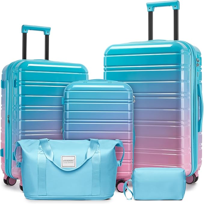LARVENDER Luggage Sets 5 Piece Hardside Expandable Suitcase