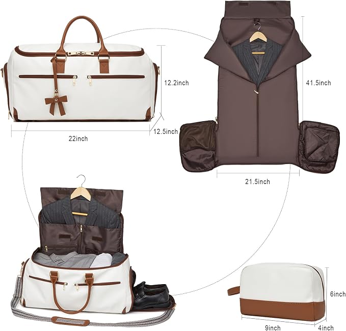 Carry On Garment Bag for Travel, Convertible Travel Garment Bag for Men Women