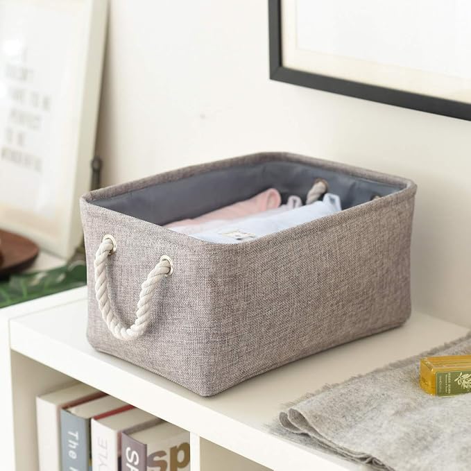 TheWarmHome Large Storage Bins Basket, 2 Pack Grey Fabric Storage Cubes