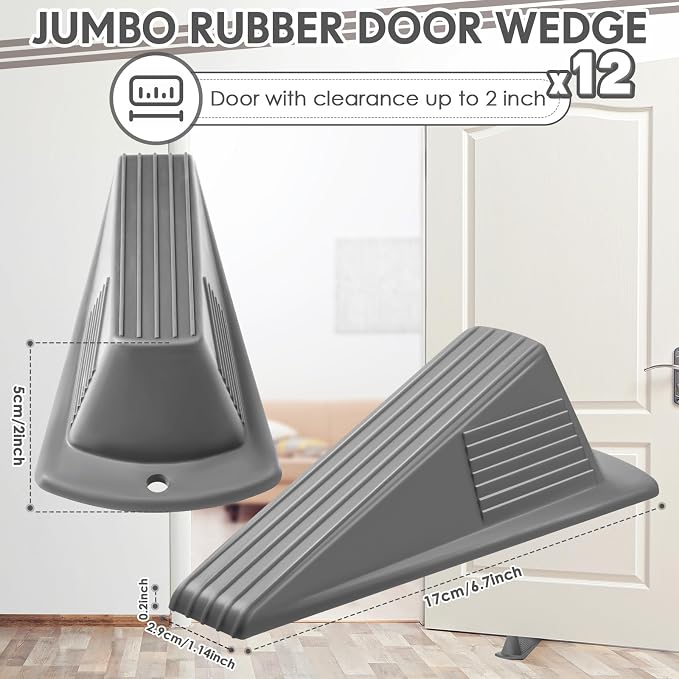 Frienda 12 Pcs Jumbo Door Stoppers Heavy Duty Door Stopper Tall up to 2inch