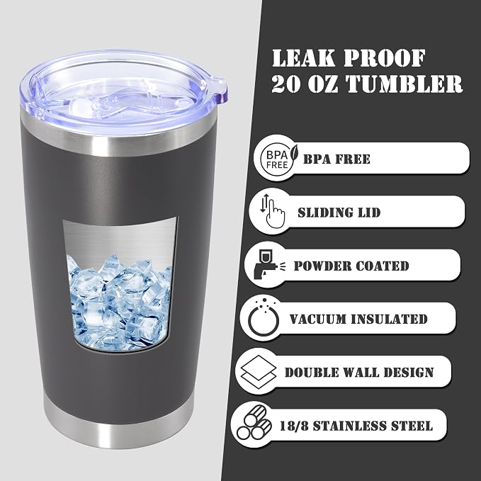 20 oz Tumbler with lid Double Wall Vacuum Insulated Tumblers Stainless Steel