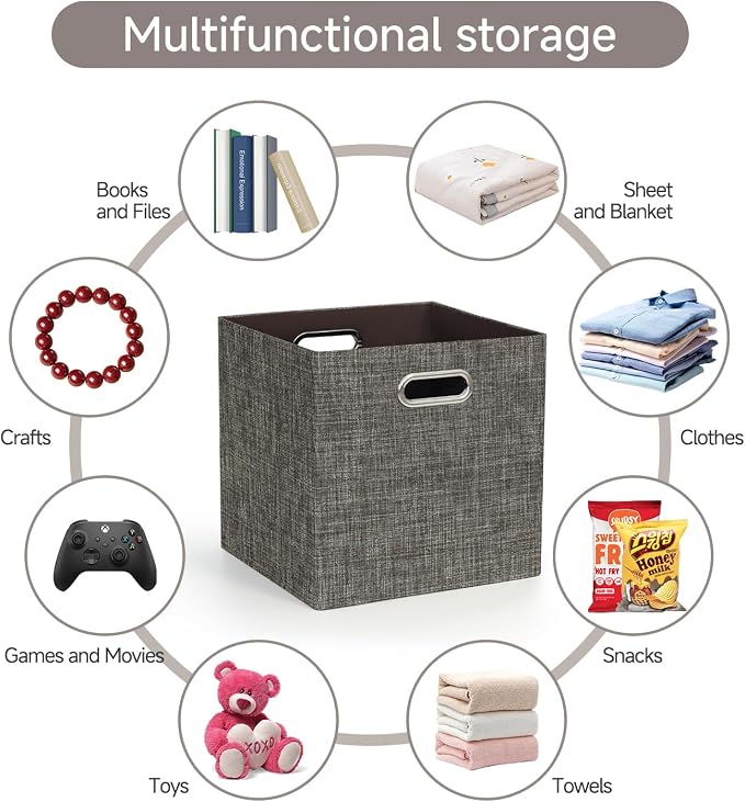 Posprica Storage Basket Bins, 13×13 Foldable Storage Boxes Containers