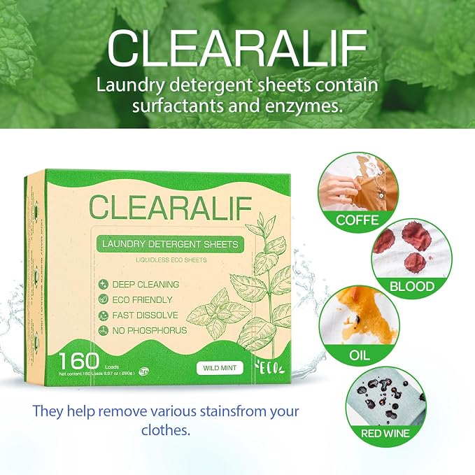 Laundry Detergent Sheets Up to 160 Loads, Wild Mint