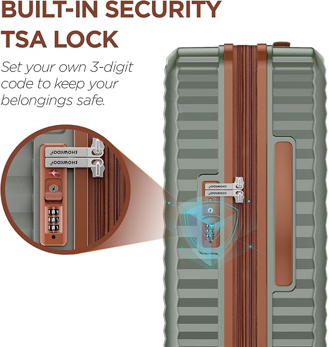 SHOWKOO Luggage Sets 3 Piece Hardside Expandable Suitcase