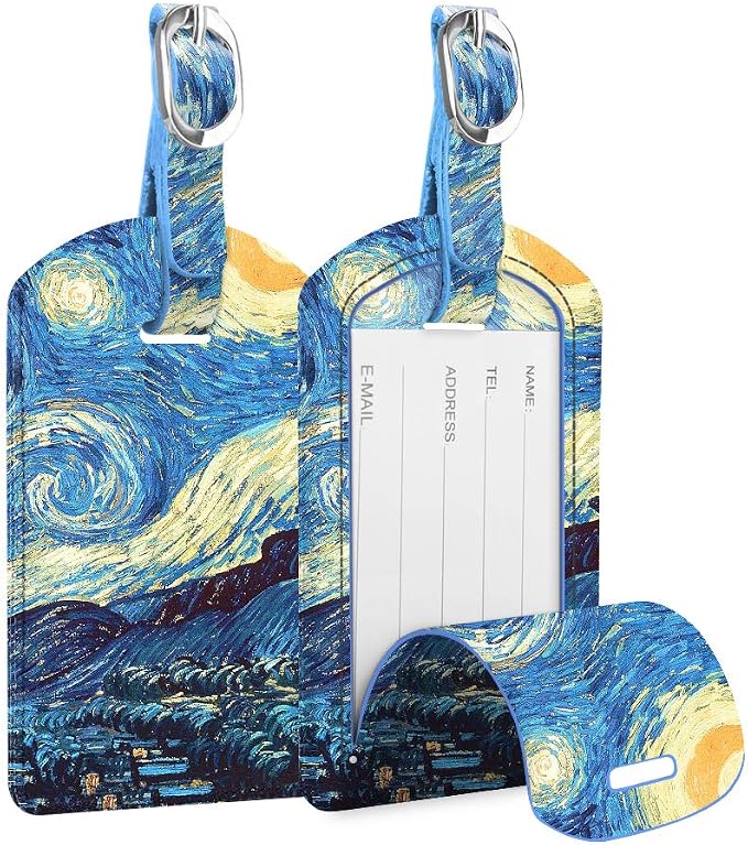 FINTIE 2 Pack Luggage Tags, Leather Name ID Labels