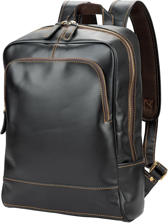 Leather Backpack for Men 15.6" Laptop Backpack 100% Madagascar top-Grain