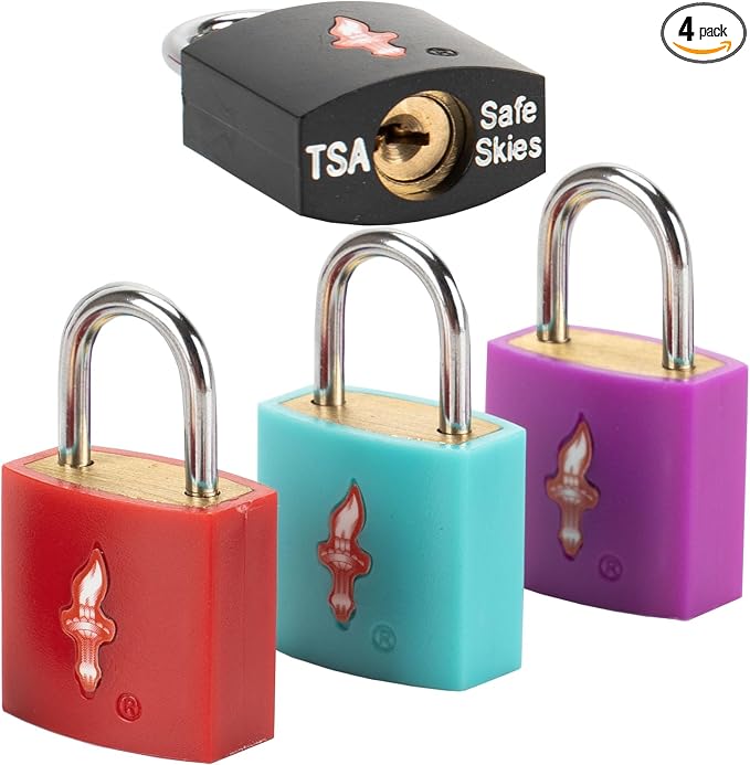 4 Pack Neon Square TSA Approved Luggage Locks