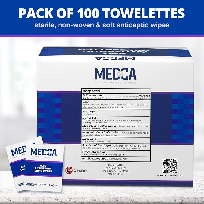 Hand Wipes – Benzalkonium Chloride Swabs Individual BZK Single-Use Packets by