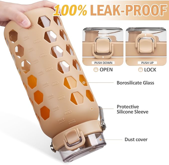 MUKOKO 64oz Glass Water Bottles