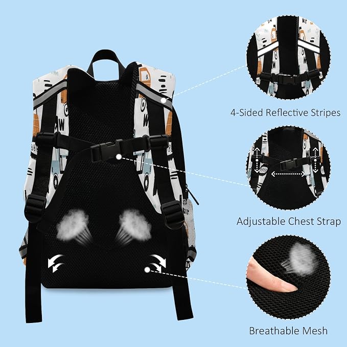 Transport Truck Excavator Toddler Backpack Boys Girls Kids Preschool Bookbag