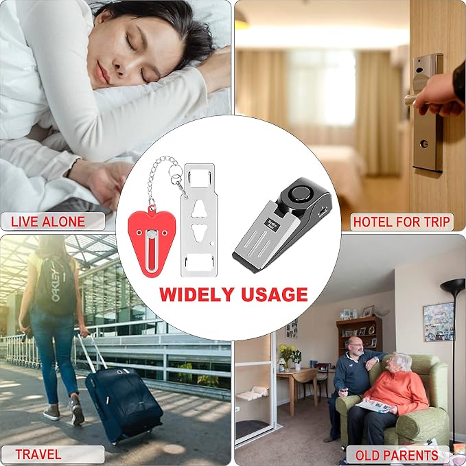 MBBEST Portable Door Lock & Door Stop Alarm, Dual Protection Security Devices