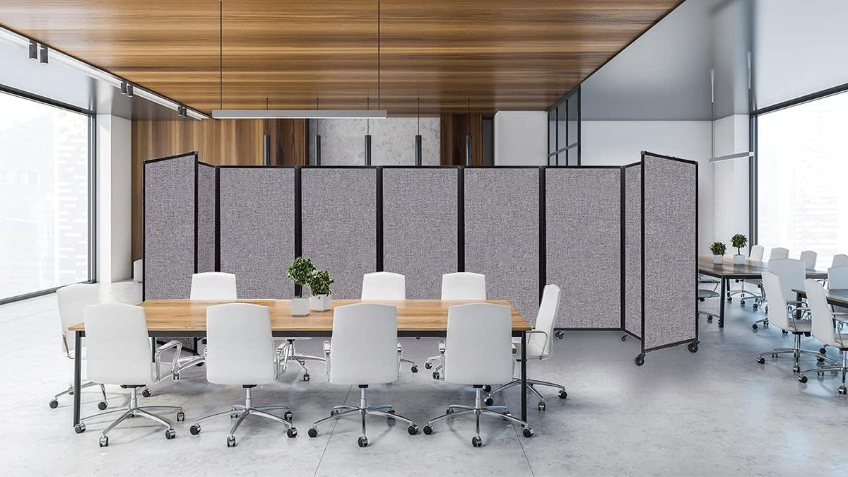 Versare Room Divider 360 Portable Wall Partition | Folding Panels | Large Freestanding Divider | Locking Wheels | Temporary Room Separator