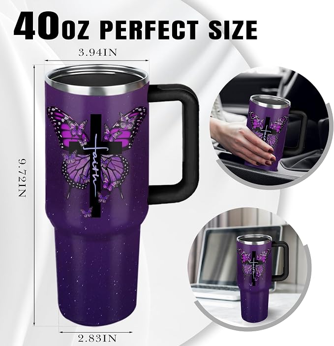 Christian Gifts for Women, 40 oz I Can Do All Things Christ Tumbler With Handle, Inspirational Religious Birthday Gifts for Faith Cup, Christian Jesus God Bible Verse Pastor Prayer Gift for Christmas
