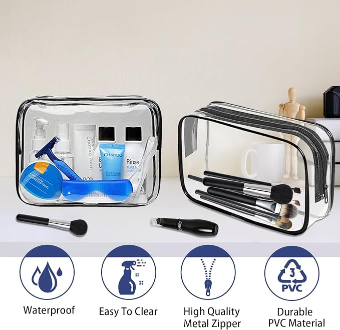 16 Pieces Clear Makeup Bags Bulk, TSA Approved Toiletry Bag