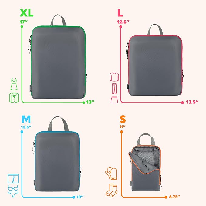 Compression Packing Cubes Travel, 4 Set/6 Set Packing Cubes