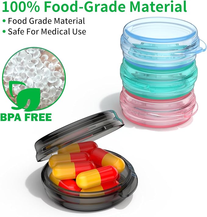 Small Pill Box, Travel Pill Case Portable Daily Pill Organizer Mini Medicine