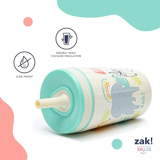 Zak Designs Bluey Kelso Toddler Cups For Travel or At Home, 12oz Vacuum Insulated Stainless Steel Sippy Cup With Leak-Proof Design is Perfect For Kids (Bluey, Bingo, Grandad Mort)