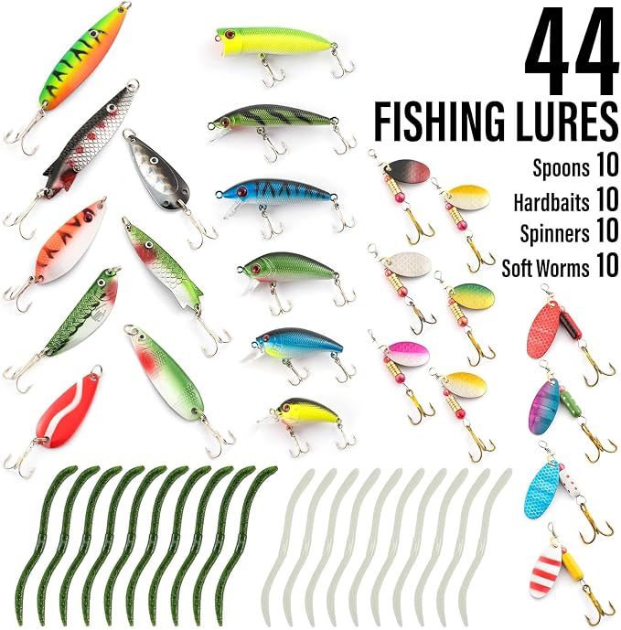 Dr.Fish Fishing Rod and Reel Combos 125-Pieces Telescopic Spinning Pole Reel